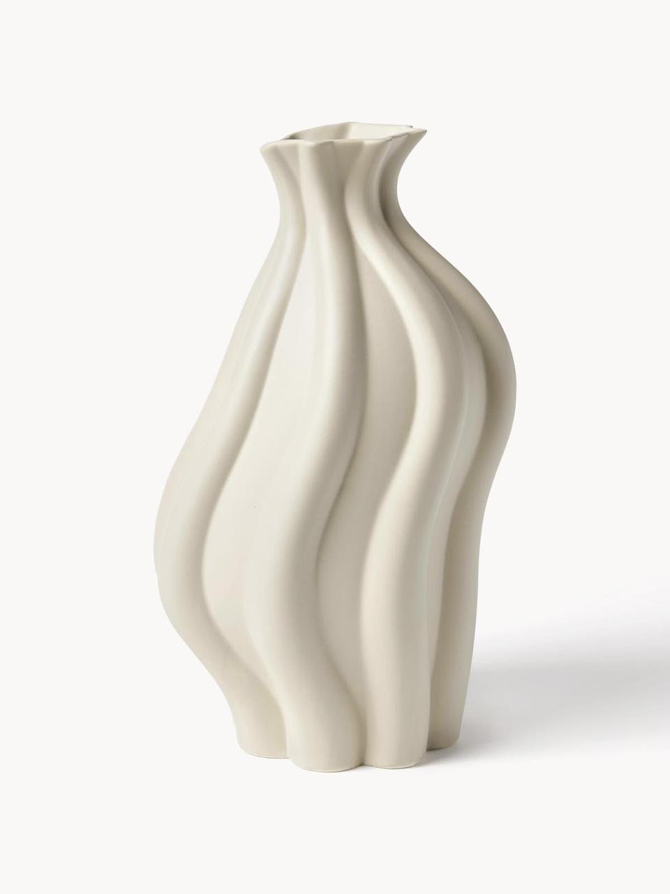 Modern Sculptural Wave Stoneware Vase