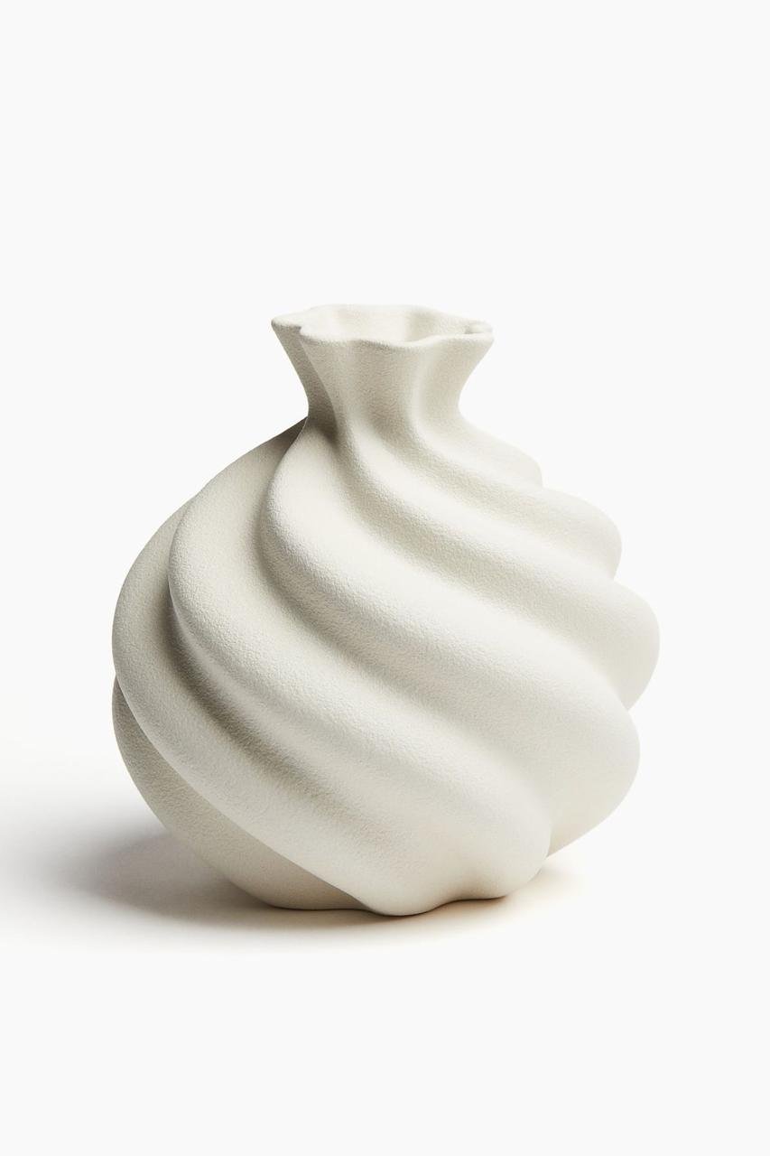 Modern Geometric Textured Stoneware Vase Set