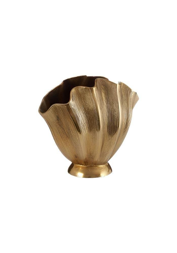 Golden Lotus Textured Decorative Metal Vase