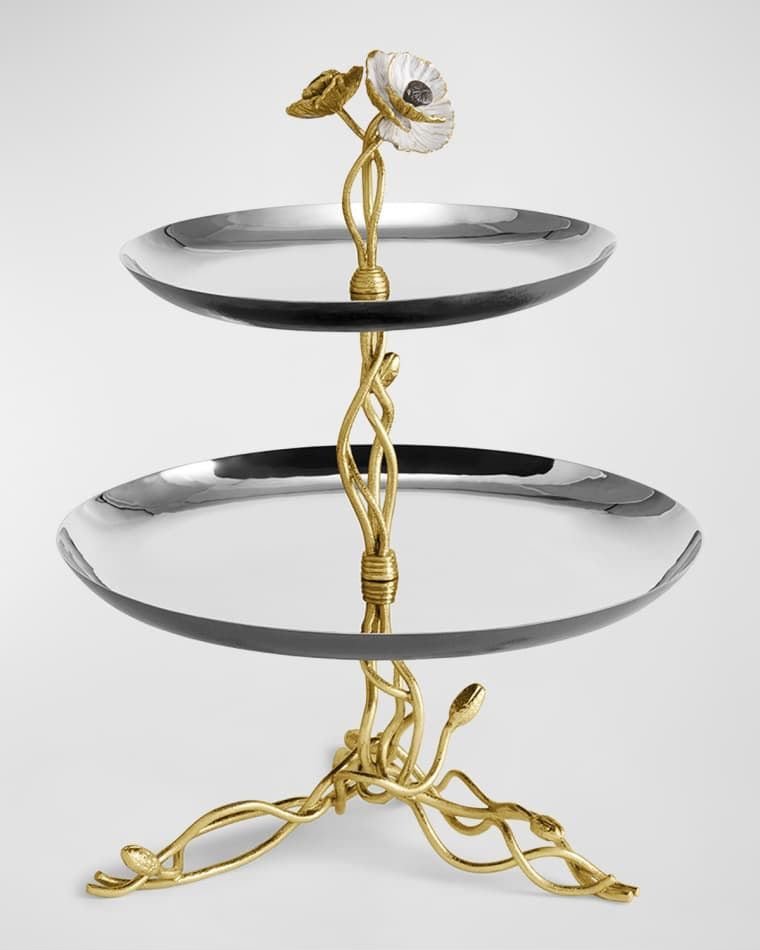 Luxury 2-Tier Silver &amp; Gold Decorative Serving Stand