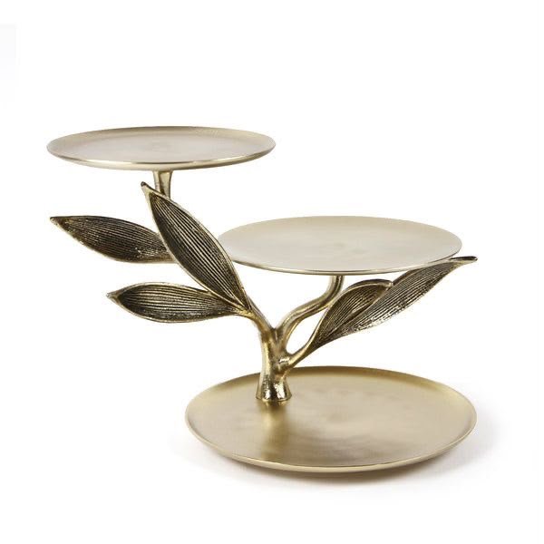Luxury 3-Tier Gold Leaf Decorative Serving Stand