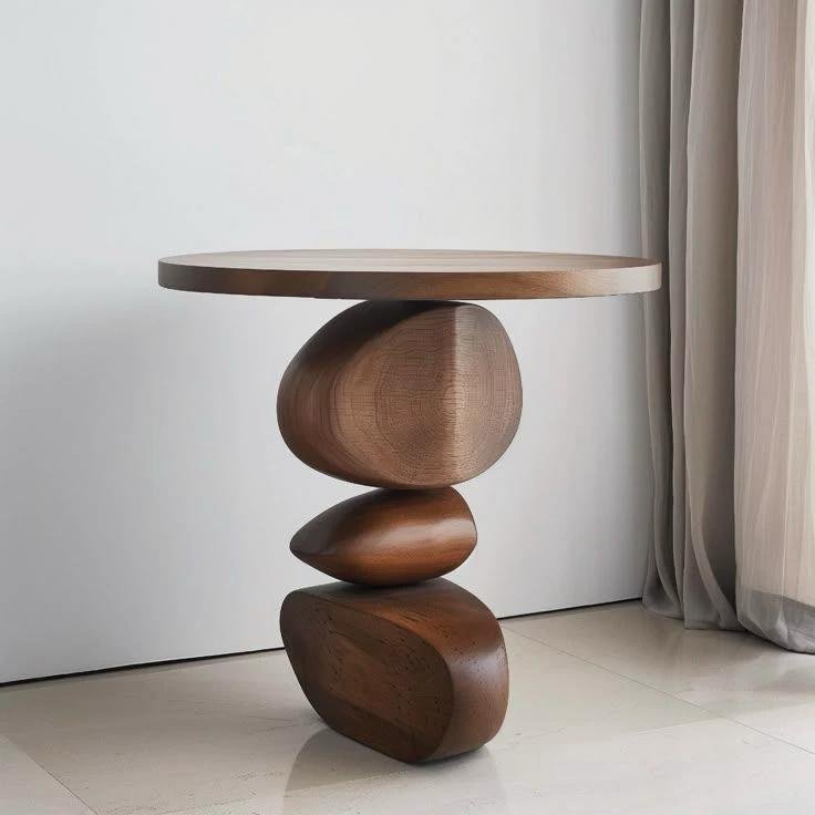 Modern Sculptural Wooden Accent Table
