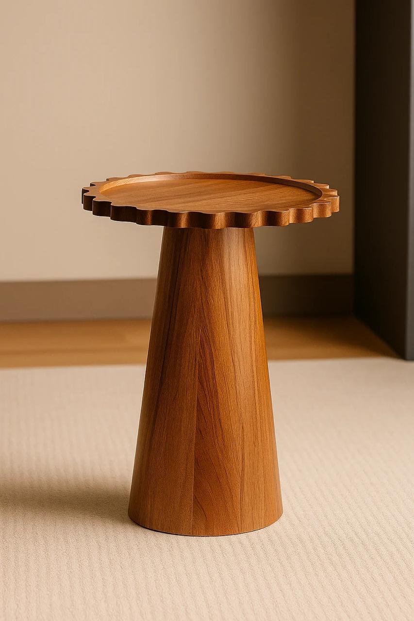 Petal Edge Solid Wood Side Table