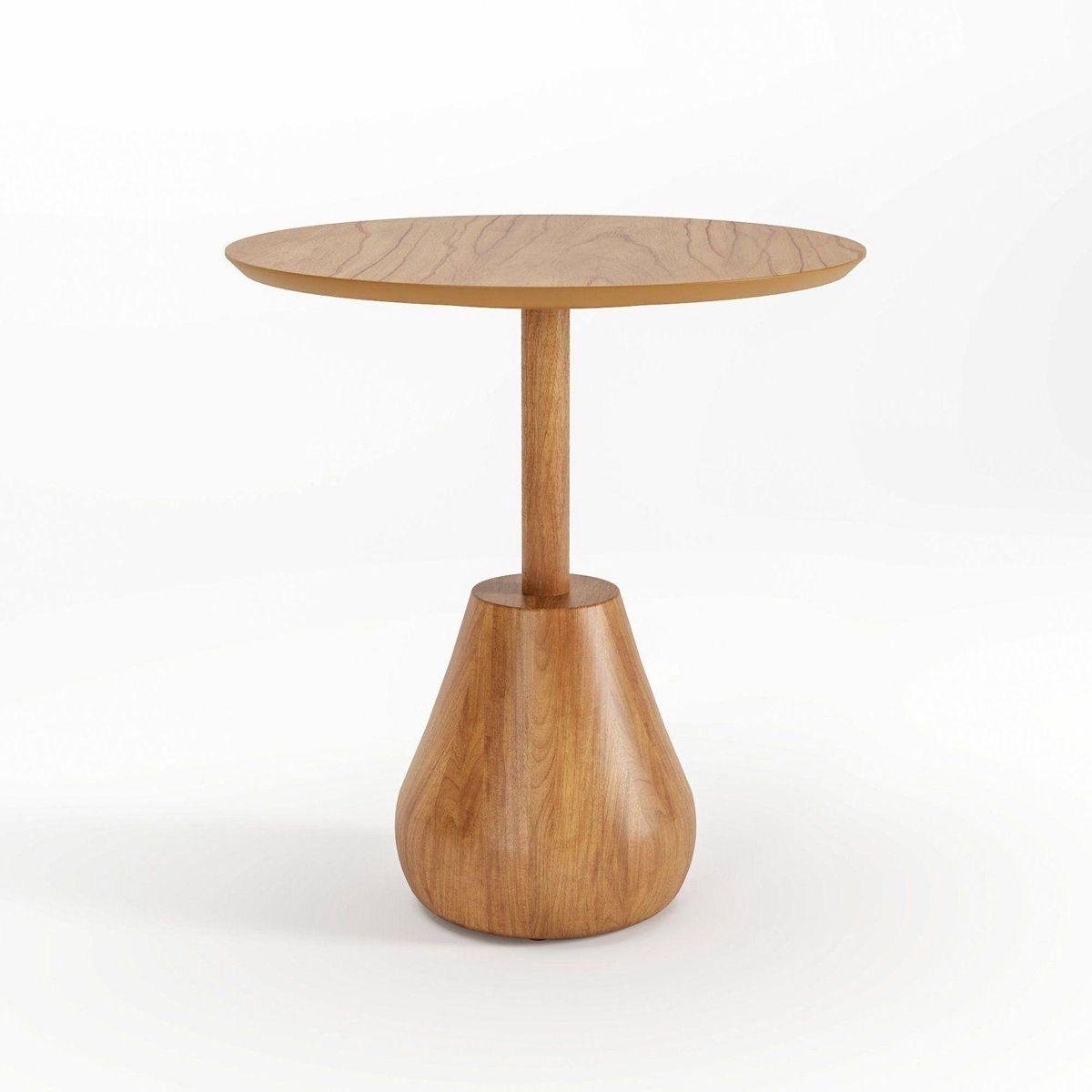 Luna Pedestal Solid Wood Side Table