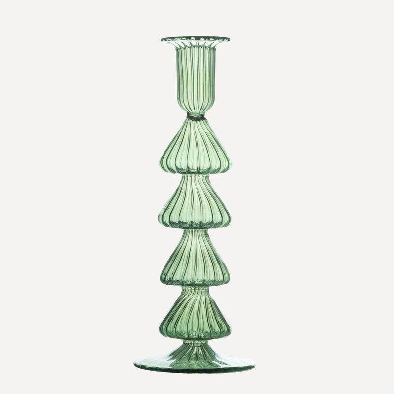 Elegant Ribbed Glass Candle Holder