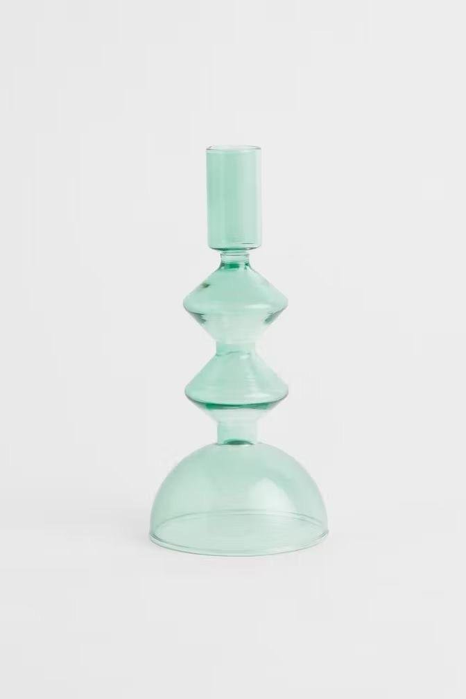 Modern Mint Glass Candle Holder