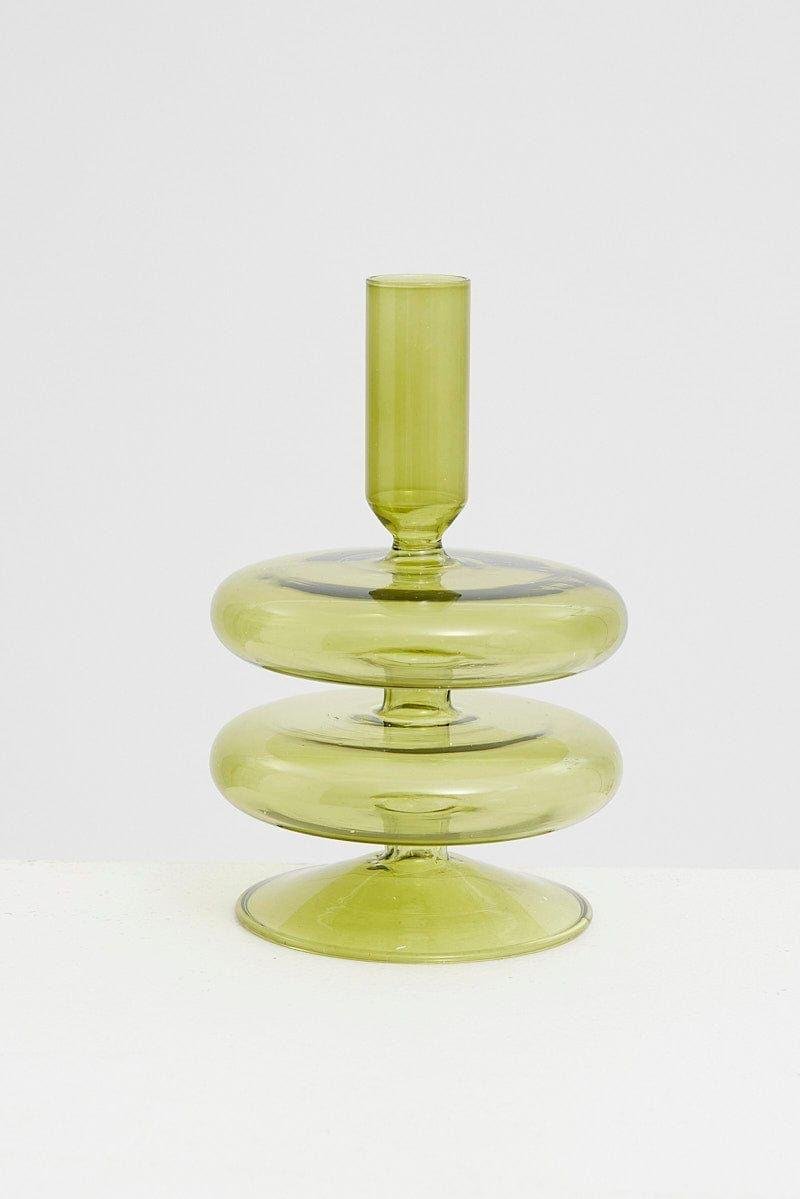 Modern Olive Green Glass Candle Holder