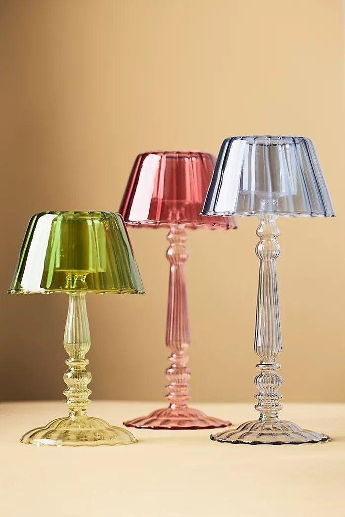 Vintage Ribbed Glass Table Lamp