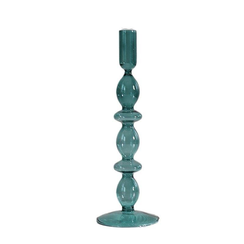 blue glass candle holder